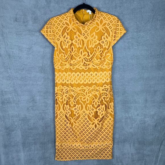 Baltic Born Yellow Lace Midi Dress - Picture 1 of 13